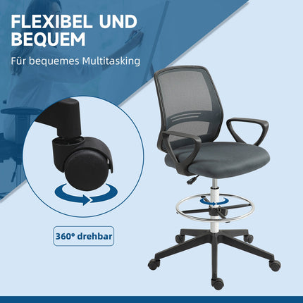 Ergonomischer Bürostuhl mit Armlehnen und verstellbarer Fußstütze