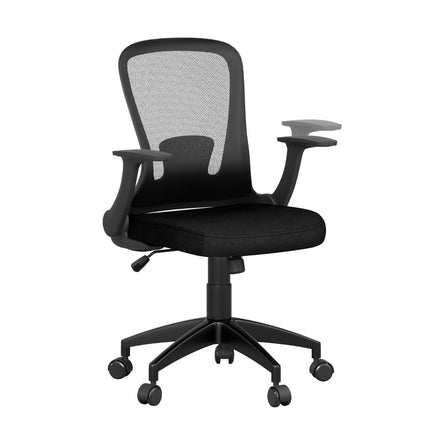 Ergonomischer Bürostuhl mit hochklappbaren Armlehnen und Lordosenstütze