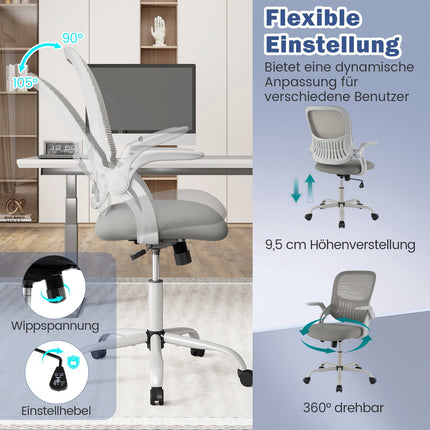Ergonomischer Bürostuhl mit hochklappbaren Armlehnen & Kippfunktion