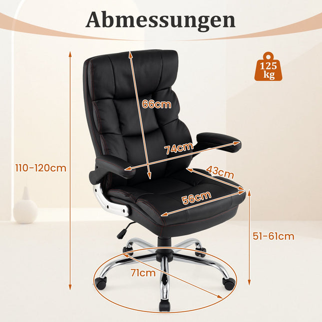 Ergonomischer Bürostuhl mit klappbaren Armlehnen und Neigefunktion