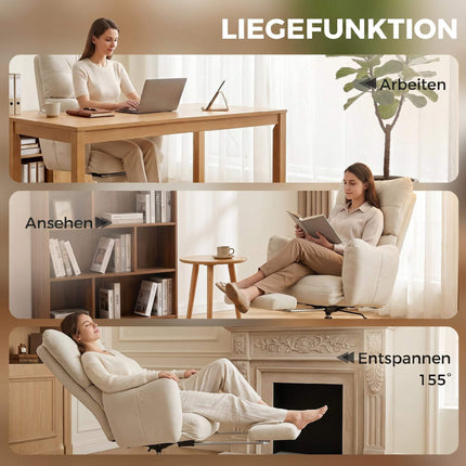 Ergonomischer Bürostuhl mit Fußstütze, verstellbare Rückenlehne