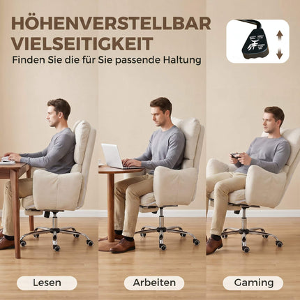 Ergonomischer Bürostuhl mit Fußstütze, verstellbare Rückenlehne