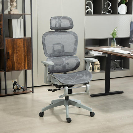 Ergonomischer Bürostuhl mit Fußstütze, neigbarer Rückenlehne