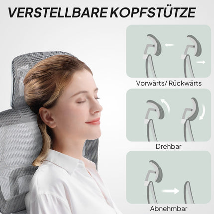 Ergonomischer Bürostuhl mit Fußstütze, neigbarer Rückenlehne