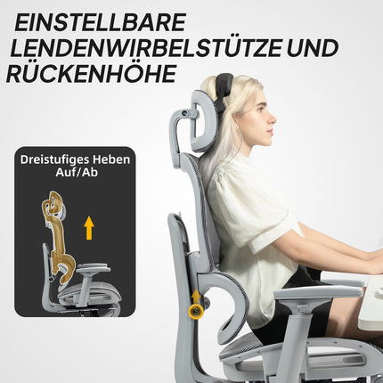 Ergonomischer Bürostuhl mit Fußstütze, neigbarer Rückenlehne