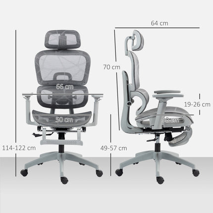 Ergonomischer Bürostuhl mit Fußstütze, neigbarer Rückenlehne