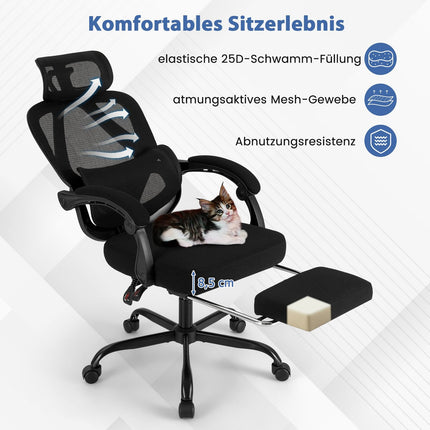 Ergonomická kancelářská židle s podnožkou a nastavitelným opěradlem