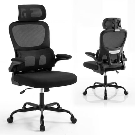 Ergonomischer Bürostuhl mit Lordosenstütze, Schwarz