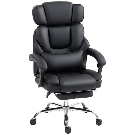 Ergonomischer Bürostuhl mit Lordosenstütze, schwarzes PU-Leder