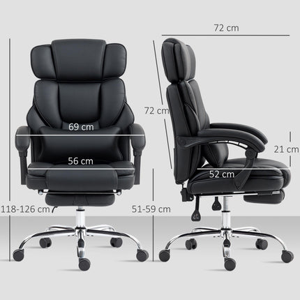 Ergonomischer Bürostuhl mit Lordosenstütze, schwarzes PU-Leder