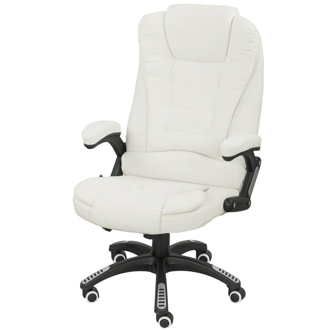 Ergonomischer Bürostuhl mit Massage, Cremeweiß, 68x72x110-120 cm