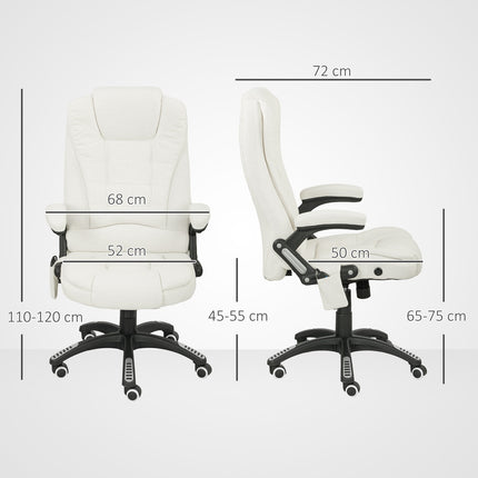 Ergonomischer Bürostuhl mit Massage, Cremeweiß, 68x72x110-120 cm