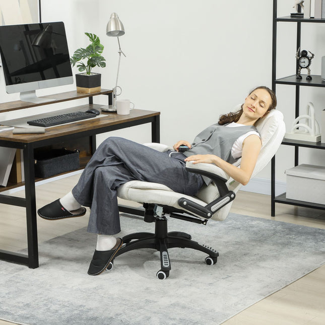 Ergonomischer Bürostuhl mit Massage, Cremeweiß, 68x72x110-120 cm