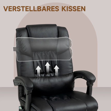 Ergonomischer Bürostuhl mit Massage, Fußstütze, Schwarz