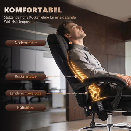 Ergonomic Office Chair with Massage, Footrest, Black