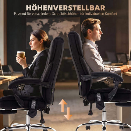Ergonomic Office Chair with Massage, Footrest, Black