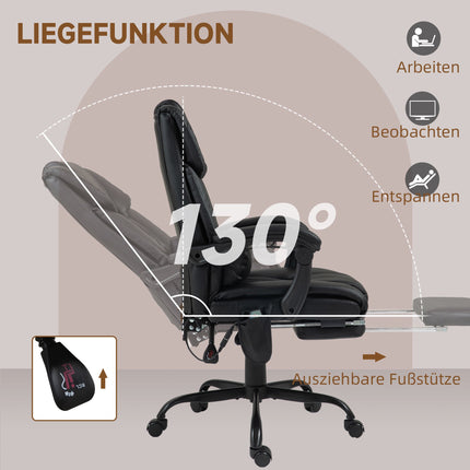 Ergonomischer Bürostuhl mit Massage, Fußstütze, Schwarz