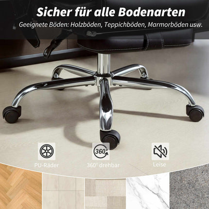 Ergonomic Office Chair with Massage, Footrest, Black Leather