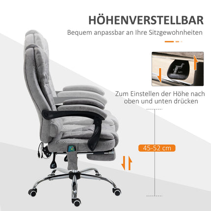 Ergonomischer Bürostuhl mit Massage-, Liege- und Heizfunktion, Grau