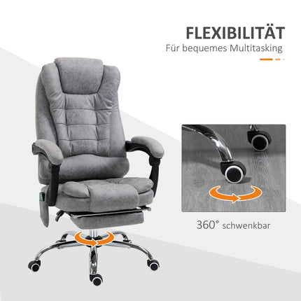 Ergonomischer Bürostuhl mit Massage-, Liege- und Heizfunktion, Grau