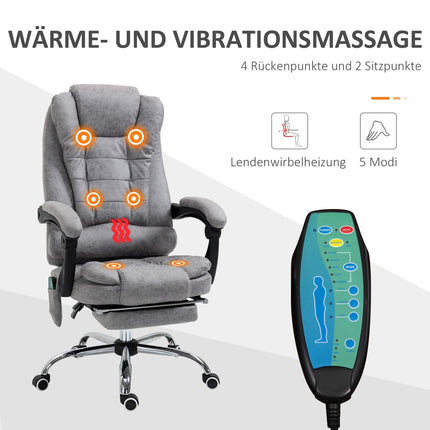 Ergonomischer Bürostuhl mit Massage-, Liege- und Heizfunktion, Grau