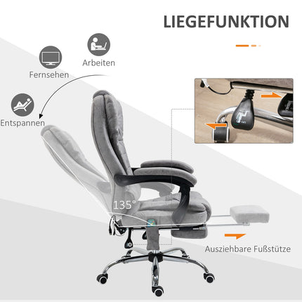 Ergonomischer Bürostuhl mit Massage-, Liege- und Heizfunktion, Grau