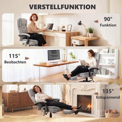 Ergonomic Office Chair with Massage and Heating, Reclines 135
