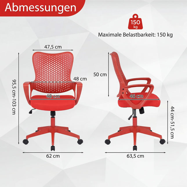 Ergonomischer Bürostuhl mit Netzrückenlehne, Höhenverstellbar