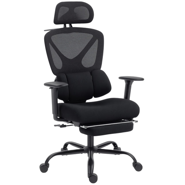 Ergonomischer Bürostuhl mit Netzrücken, Lordosenstütze, verstellbarer Kopfstütze