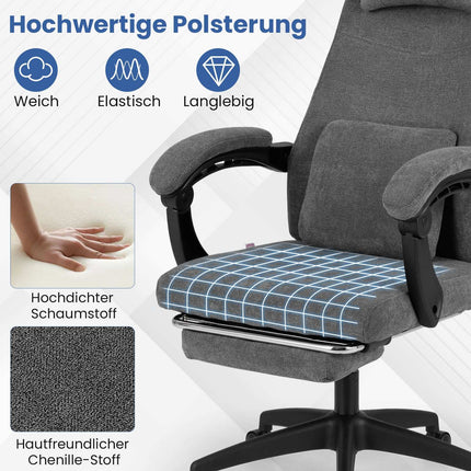 Ergonomischer Bürostuhl mit neigbarer Rückenlehne und Fußstütze