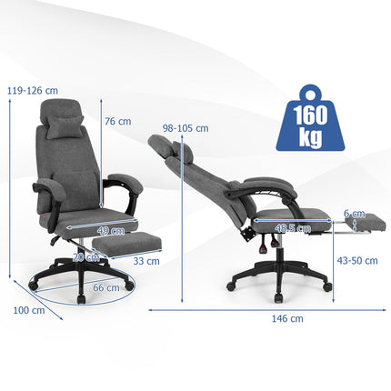 Ergonomischer Bürostuhl mit neigbarer Rückenlehne und Fußstütze