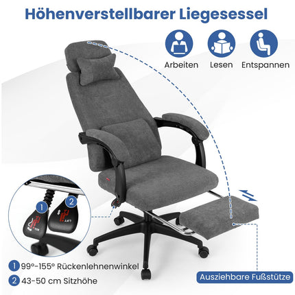 Ergonomischer Bürostuhl mit neigbarer Rückenlehne und Fußstütze