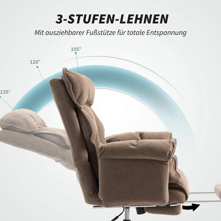 Ergonomischer Bürostuhl mit verstellbarer Rückenlehne und Fußstütze