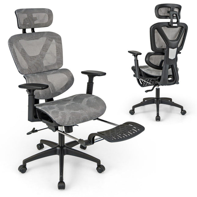 Ergonomic Office Chair with Retractable Footrest & Adjustable Headrest Computer Chair