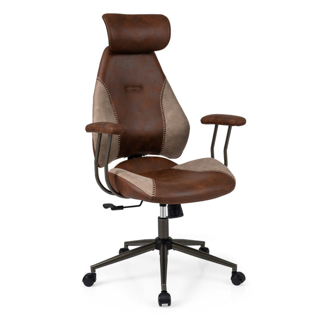 Ergonomischer Bürostuhl mit Wildlederbezug, verstellbarer Kopfstütze