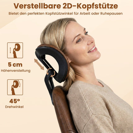 Ergonomic Office Chair with Suede Fabric, Adjustable Headrest