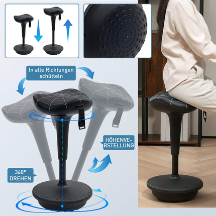 Ergonomic Standing Stool with Adjustable Height, Black