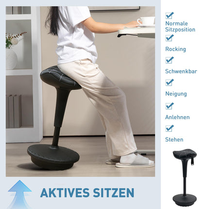 Ergonomic Standing Stool with Adjustable Height, Black
