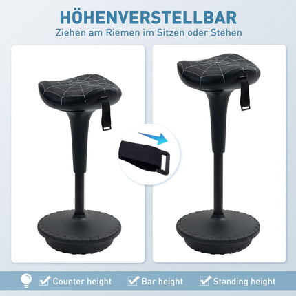 Ergonomic Standing Stool with Adjustable Height, Black