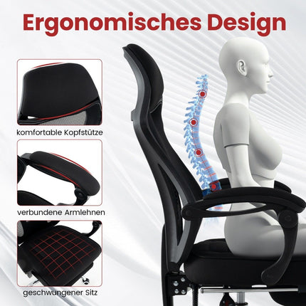Ergonomic mesh office chair with footrest & height-adjustable tilt backrest executive chair
