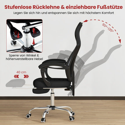 Ergonomic mesh office chair with footrest & height-adjustable tilt backrest executive chair