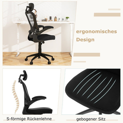Ergonomischer Netz-Bürostuhl mit Wipp-Rückenlehne Chefsessel Drehstuhl PC-Stuhl