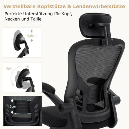 Ergonomischer Netz-Bürostuhl mit Wipp-Rückenlehne Chefsessel Drehstuhl PC-Stuhl