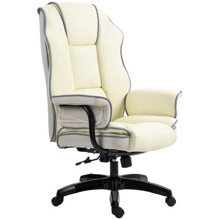 Chaise de bureau ergonomique avec dossier réglable, chaise de bureau réglable en hauteur avec fonction inclinable, couleur crème