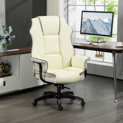Chaise de bureau ergonomique avec dossier réglable, chaise de bureau réglable en hauteur avec fonction inclinable, couleur crème