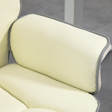 Chaise de bureau ergonomique avec dossier réglable, chaise de bureau réglable en hauteur avec fonction inclinable, couleur crème