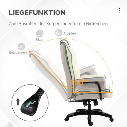 Chaise de bureau ergonomique avec dossier réglable, chaise de bureau réglable en hauteur avec fonction inclinable, couleur crème