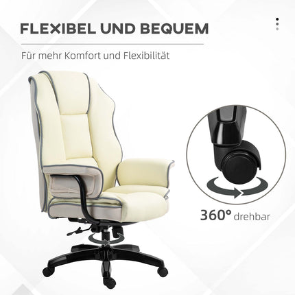 Chaise de bureau ergonomique avec dossier réglable, chaise de bureau réglable en hauteur avec fonction inclinable, couleur crème