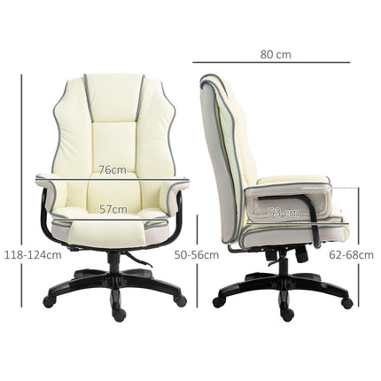 Chaise de bureau ergonomique avec dossier réglable, chaise de bureau réglable en hauteur avec fonction inclinable, couleur crème