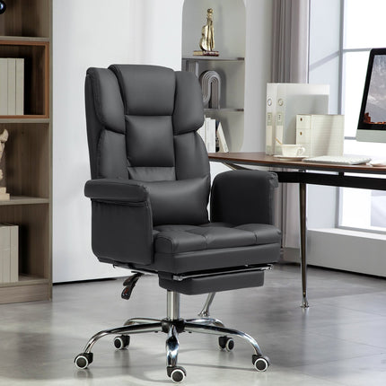 Ergonomischer Bürostuhl, höhenverstellbar 48-56 cm, neigbare Rückenlehne, Fußstütze, schwarz